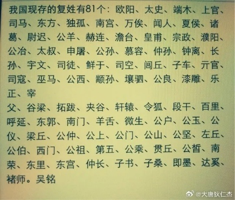 探寻中国独特姓氏文化，复姓前十名排名榜单揭晓！