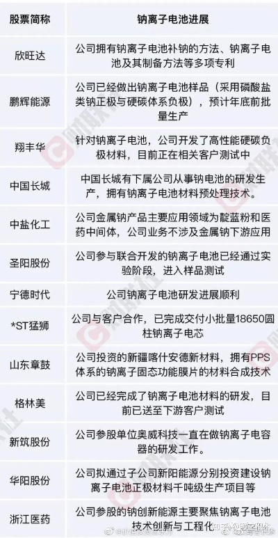 钠离子电池公司排名揭晓，揭秘前沿技术领跑者名单！